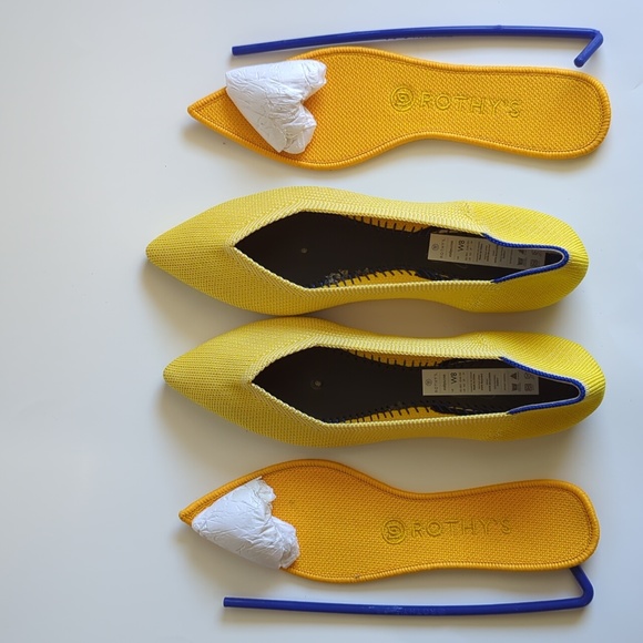 ROTHY'S THE POINT YELLOW SUNSHINE WOMEN'S FLAT SHOES - Picture 12 of 16